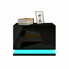(Black) Hampton&Stewart Modern LED Bedside Table Cabinet