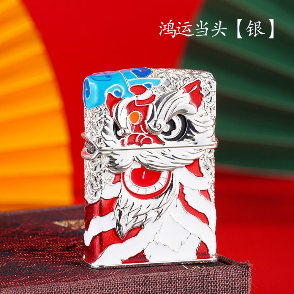 Yeuligo Gold Luxury Enamel Opportunity Knocks Wire Inlaid Enamel Gift Kerosene Lighter