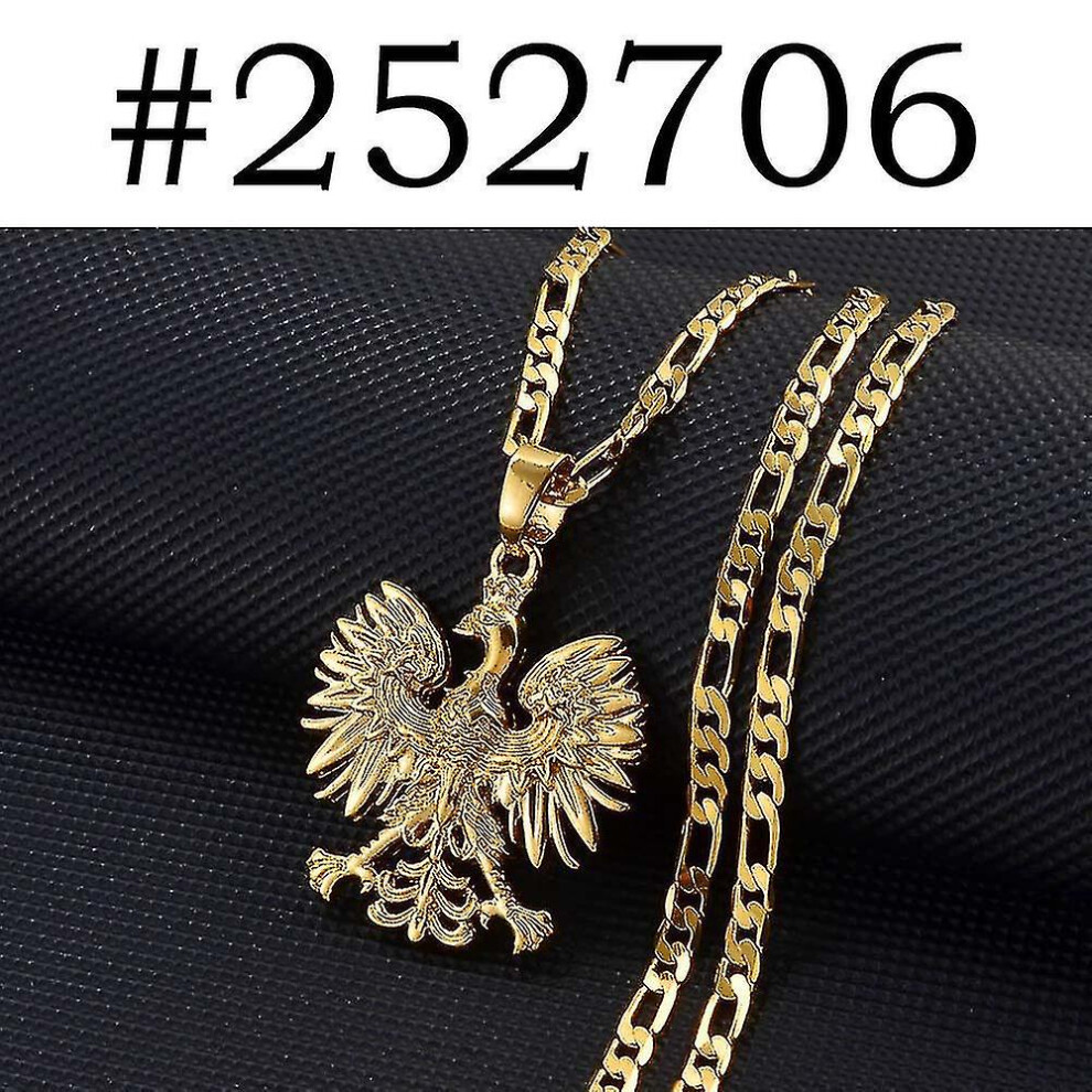 ( Color, 45Cm Or 17.7 Inch) Anniyo Poland Symbol Eagle Pendant Necklaces For Women Men,Polska Poles Jewelry #252706 Gold