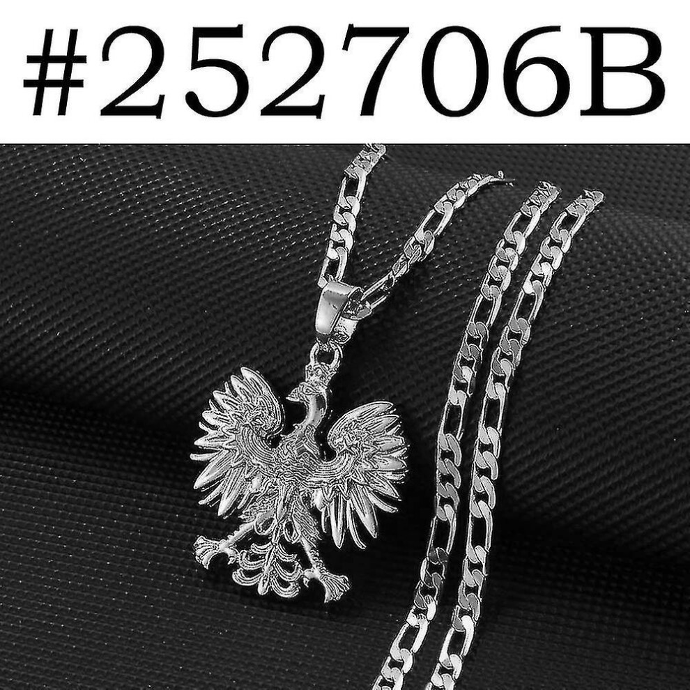 ( Color, 60Cm Or 23.6 Inch) Anniyo Poland Symbol Eagle Pendant Necklaces For Women Men,Polska Poles Jewelry #252706 Silver