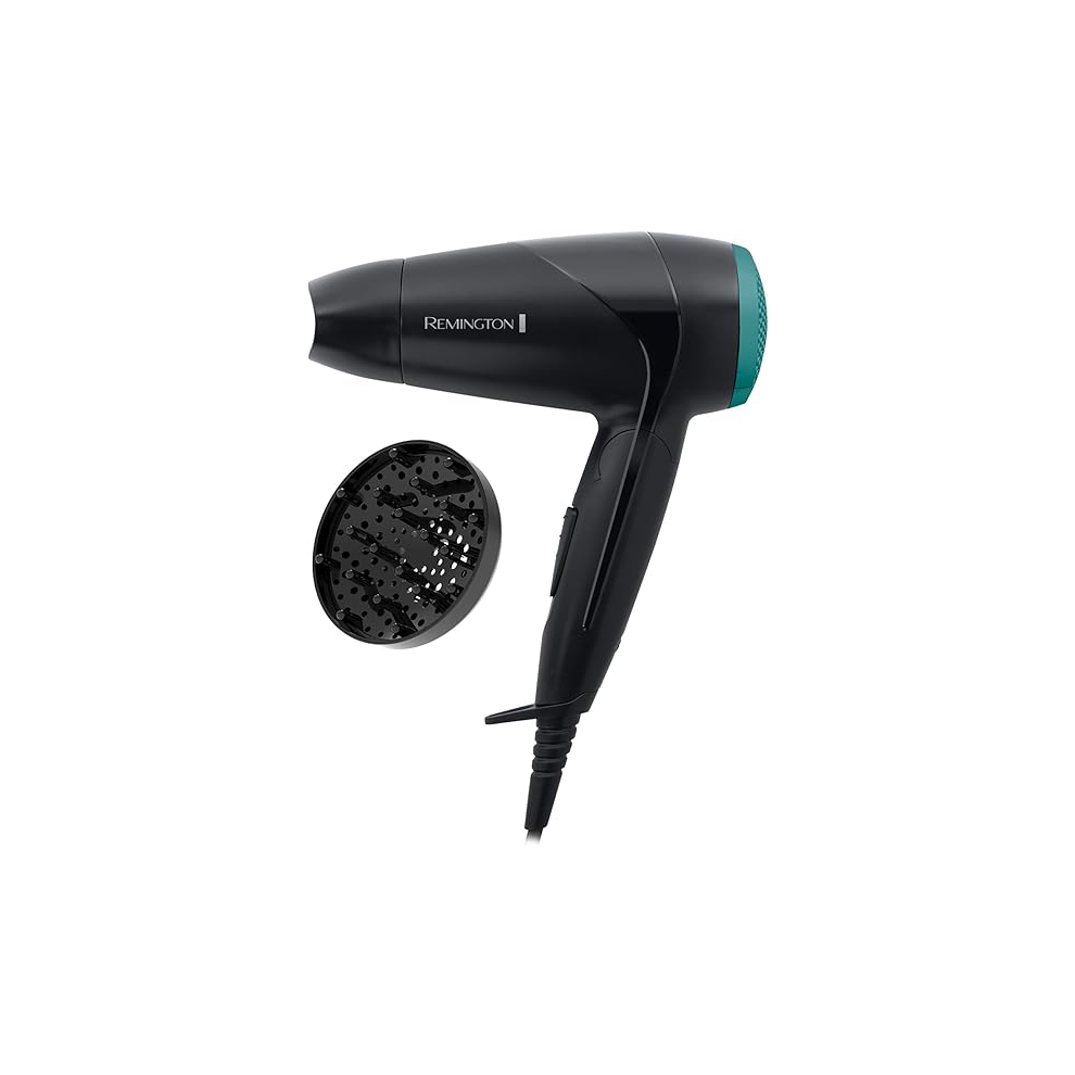 Remington Travel Hair Dryer (Diffuser, Concentrator, Folding Handle, Lightweight Compact Design, Worldwide Voltage, 2 H
