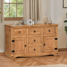 Corona Sideboard Large 2 Door 5 Drawer Solid Wood Mexican Pine Wooden