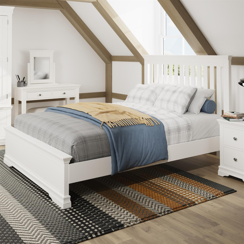 (King) Bed Frame 3ft/5ft/6ft Wooden Pine Slatted Headboard