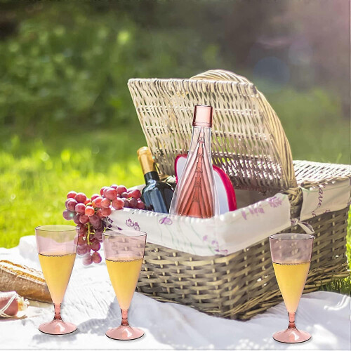 Set of 5 Stackable Champagne Flutes Set, Reusable Unbreakable Wine Glasses with Bottle Container 1