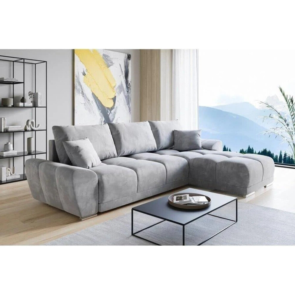 (Right Arm Corner) TU Enzo Sofa - Corner Grey Left And Right Arm Sofa Bed With Storage