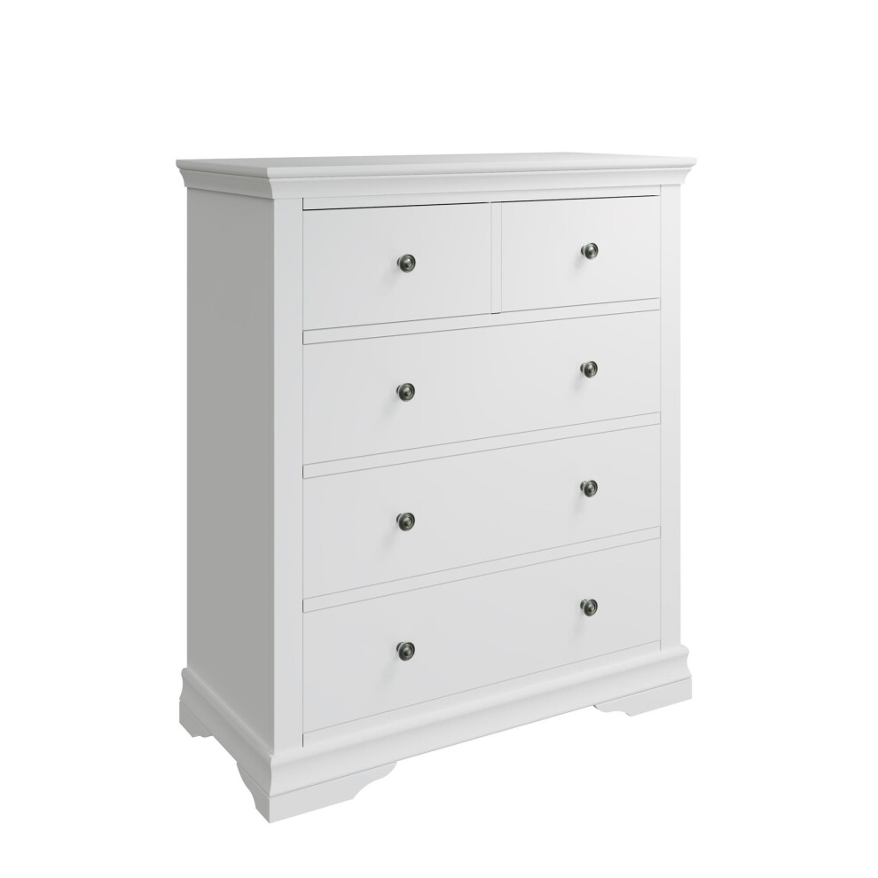 (White - 5 Drawer) Chest 3/5/6 Drawers Dresser Bedroom Storage Solid Pine MDF