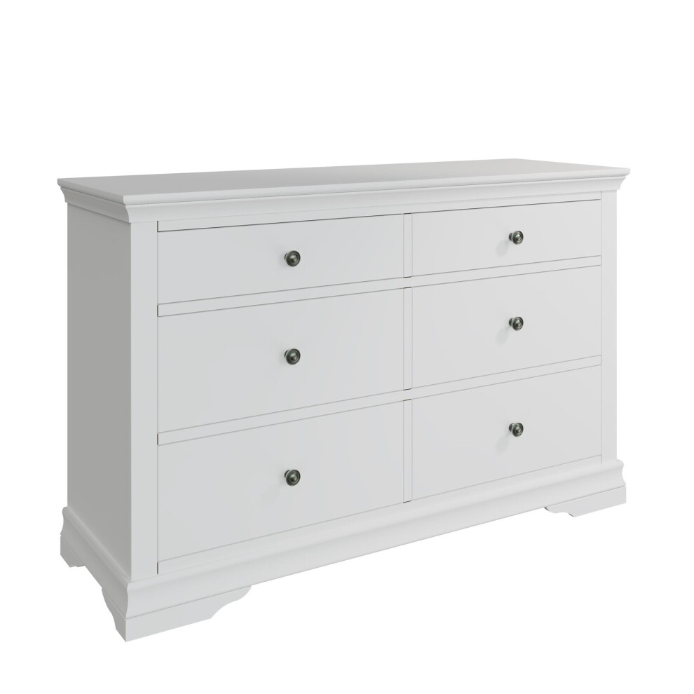 (White - 6 Drawer) Chest 3/5/6 Drawers Dresser Bedroom Storage Solid Pine MDF