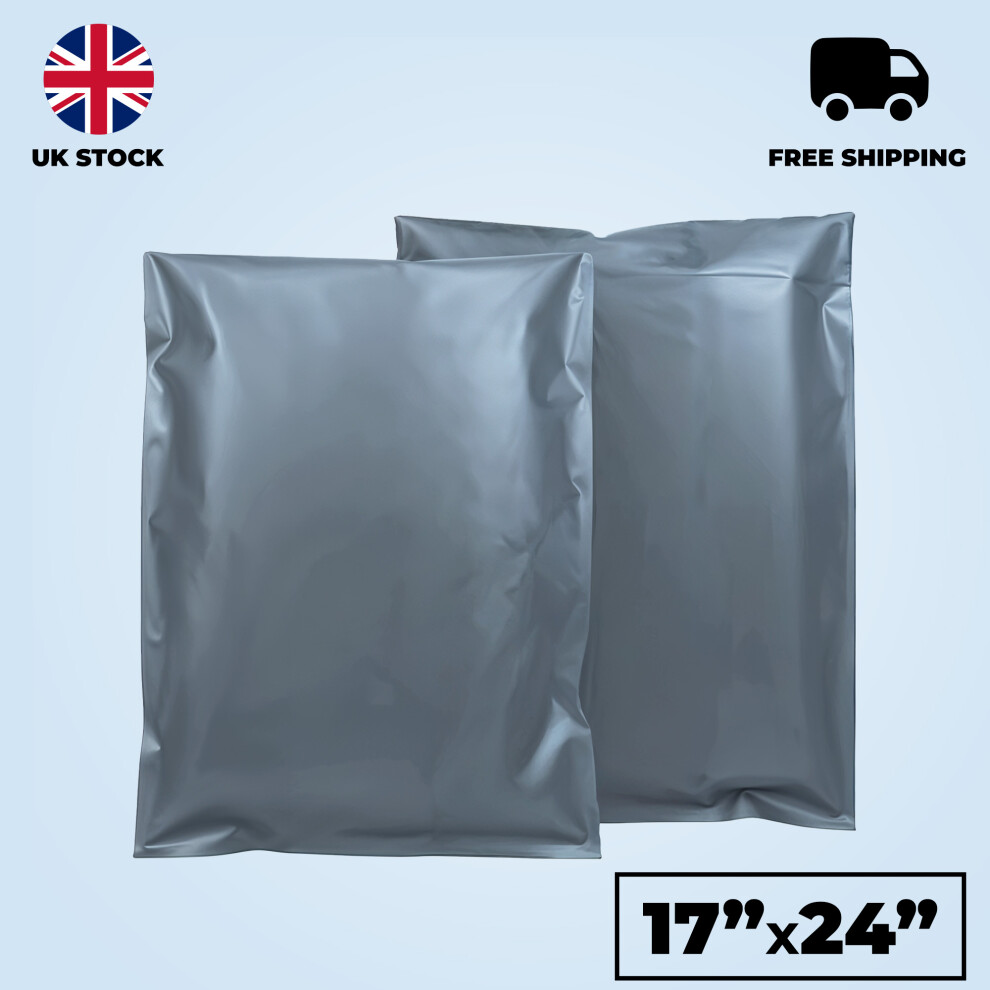 (17 x 24 Inch) Grey Courier Parcel Post Bags, Self Seal Bag Plastic Mailing Postal Poly Post Bag for Packaging 10 Pack Shipping Bags