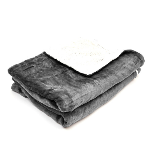 Sherpa Fleece Throw Blanket Double Thickness Reversible Ultra Soft Grey 2