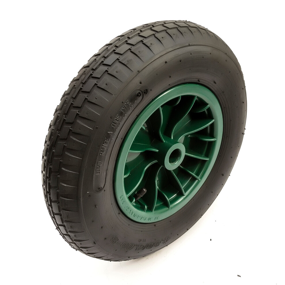 No Nonsense Products 4.80/4.00-8 Wheel 15 Inch 2Ply 1" Bore Wheelbarrow Barrow Cart Green