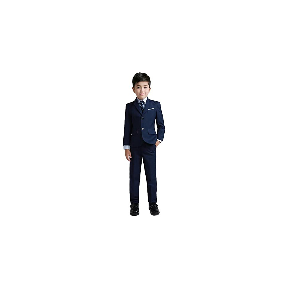 YuanLu Ensemble de costumes formels colorés pour garçons 5 pièces Slim Fit (bleu marine, 8)