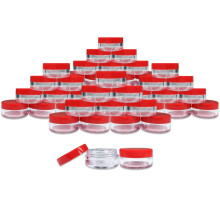 Beauticom 40 pcs 10 Gramas (0.35 oz) Frascos Plásticos com Tampa Vermelha para Bálsamos Labiais, Cosméticos e Acessórios