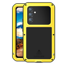 (Yellow) Love Mei For Samsung Galaxy A54 5g Metal silicone Phone Case Full Body Protective Cover
