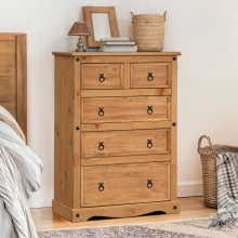 Corona Compact 2+3 Chest Of Drawers Solid Wood Mexican Pine