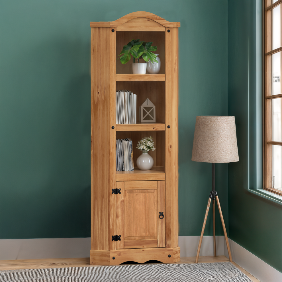 Corona Corner Display Unit Bookcase Solid Pine Furniture