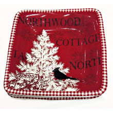 222 Fifth Northwood Cottage Salad Plates - Set of Four 8 1/4 Square by
