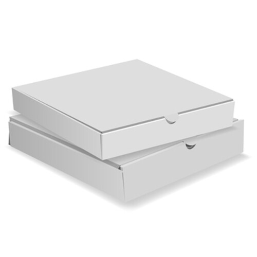 25 x 7" (7.5 x 7.5 x 1.5") White Takeaway Style Slim Postage Pizza Boxes 1