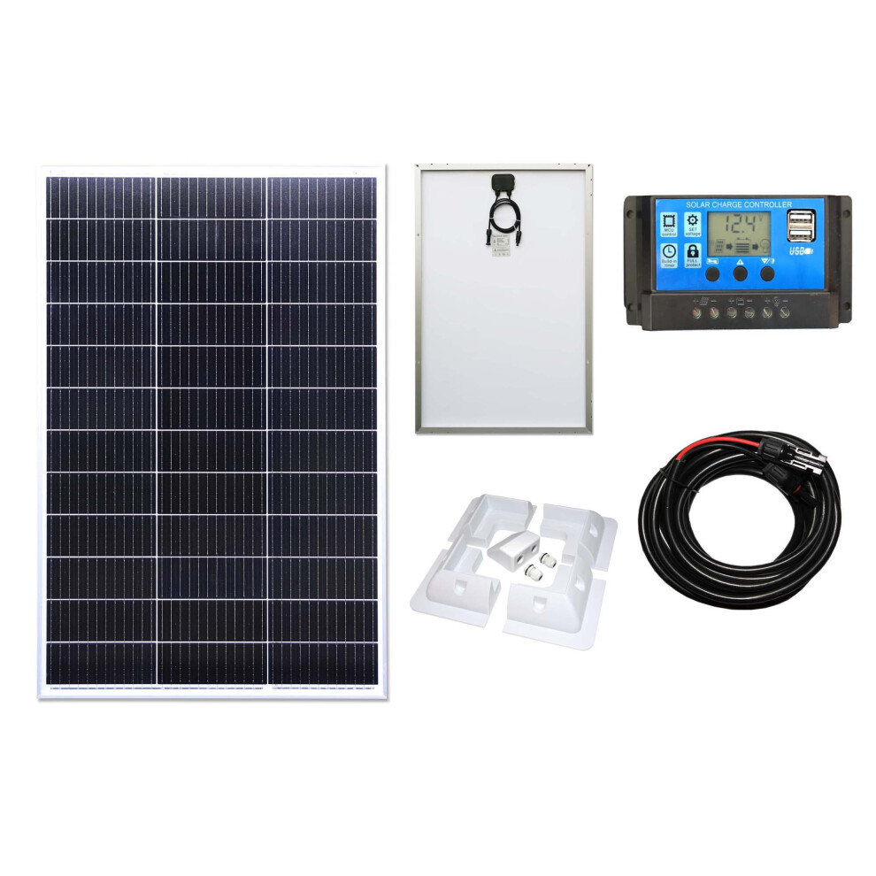 Lowenergie 150W Mono Solar Panel Battery Charging Kit Controller Mounting Bracket Set K2 Caravan Camping Phone Charging
