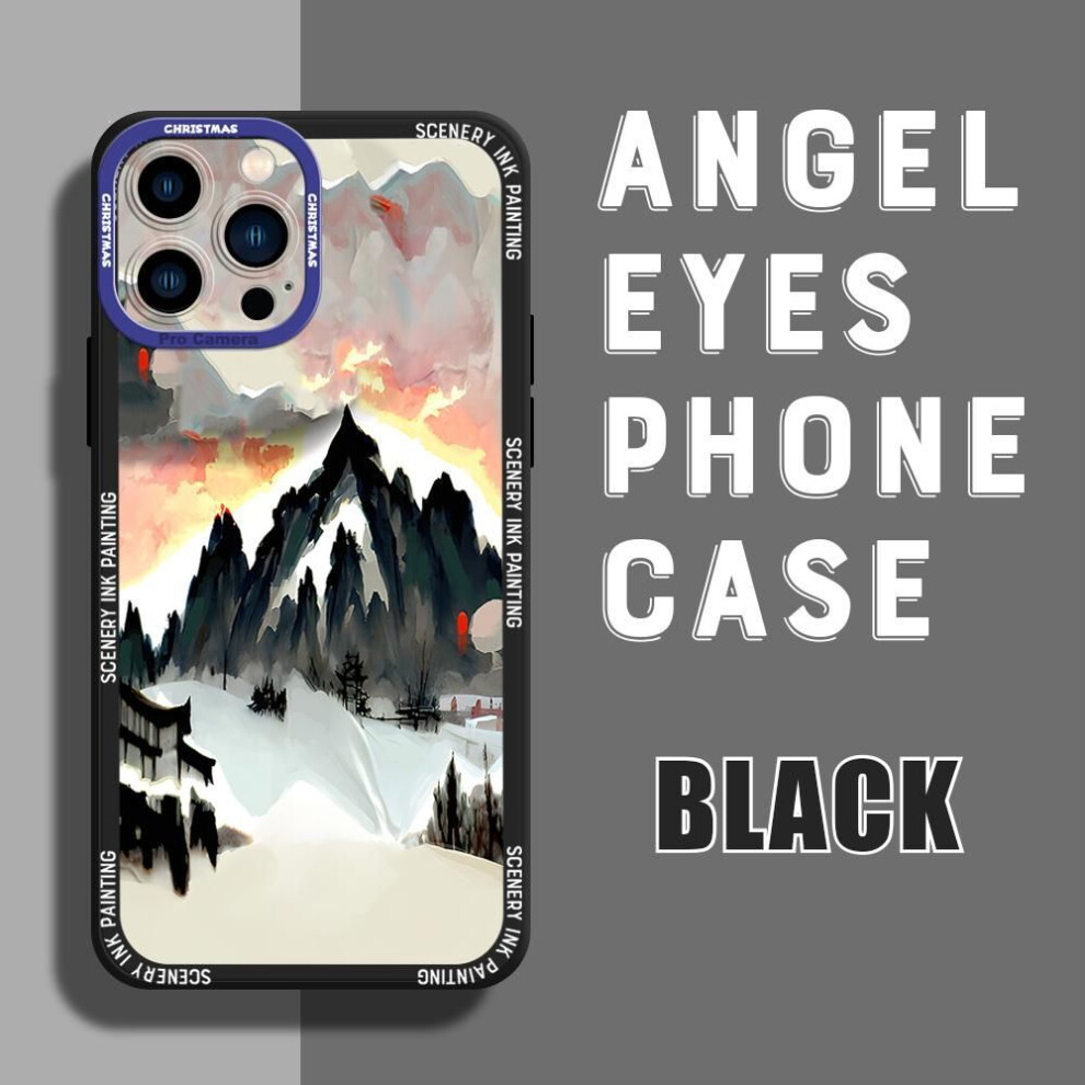 (black, iPhone XS MAX) Nature Scenery Square Frame Phone Case For Iphone 13 Pro 12 Mini 11 6 6s 7 8 Plus Samusng Vivo Soft Tpu Shockproof Cellphone Back Cover Cases