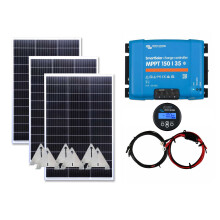 Victron 450w Solar Panel Kit MPPT Charging Controller Battery Monitor Flip Mount with Narrowboat Mounting Brackets and Cables