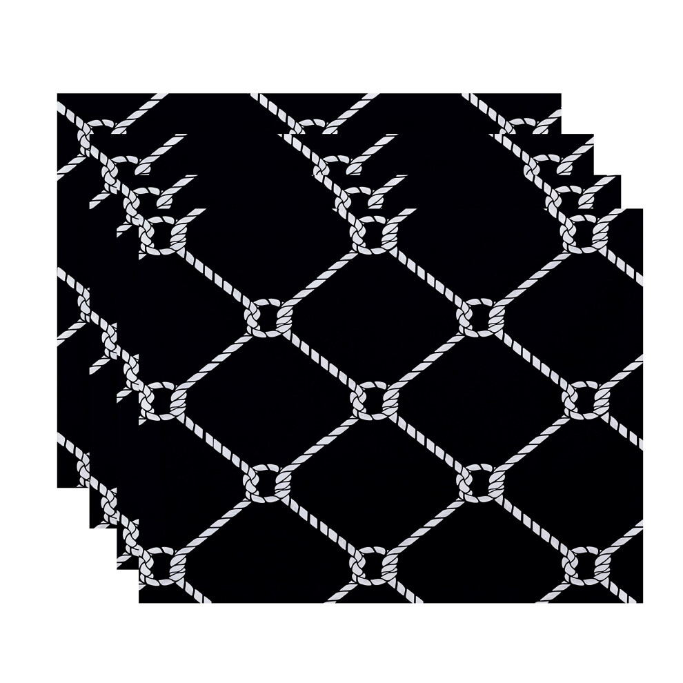 E By Design PT4GN410BL14 18X14 Ahoy Geometrische Print Placemat Marineblauw-image