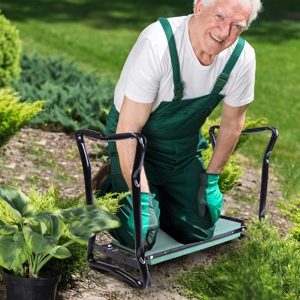 Outsunny 2 In1 Folding Garden Kneeler Foam Chair Pad Support Bench, Green