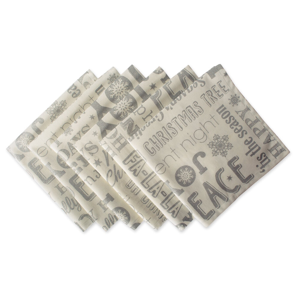 DII Holiday Dining Table Linen Metallic Fabric Kitchen D  cor  Christmas Napkin Set  20x20  Silver Holiday Collage  6 Piece-image-OPC-PFRQRDX-NEW