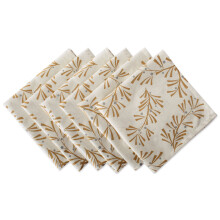Conjunto de Toalhas de Natal DII de 20x20, Folhas de Azevinho Douradas, 6 Peças