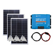 Victron 450w Mono Solar Panel Kit MPPT Smart Charging Controller Battery FMounts with Narrowboat Flip Mounting Brackets and Cables