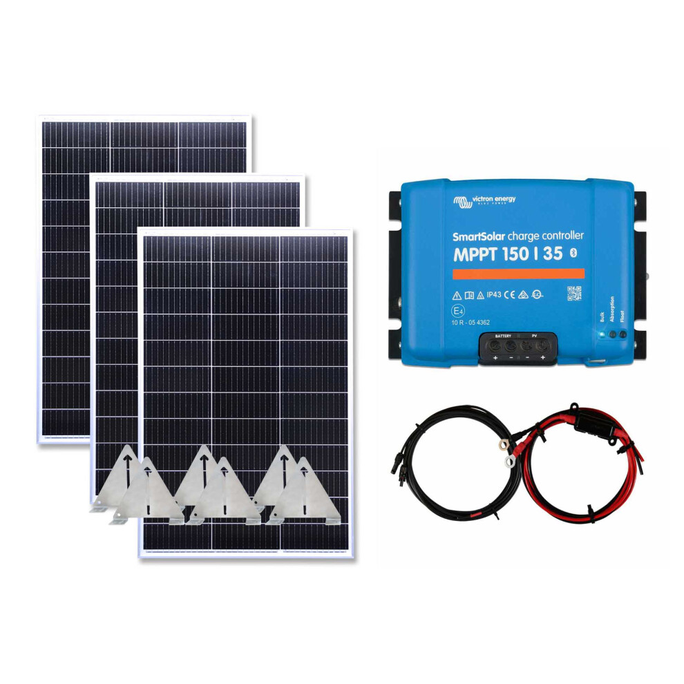 Lowenergie Victron 450W Mono Solar Panel Kit Mppt Smart Charging Controller Battery Fmounts With Narrowboat Flip Mounting Brackets And Cables