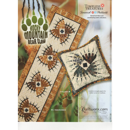 Foundation Paper Piecing Rocky Mountain Bear Claw Table Runner Pattern