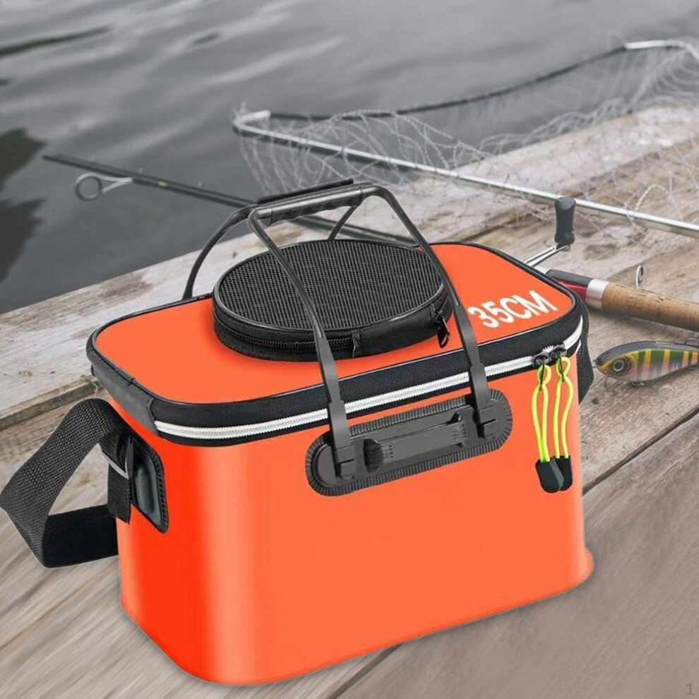 (orange) Foldable Fishing Bucket EVA Fish Sturdy Folding Multifunctional with Handles Shoulder
