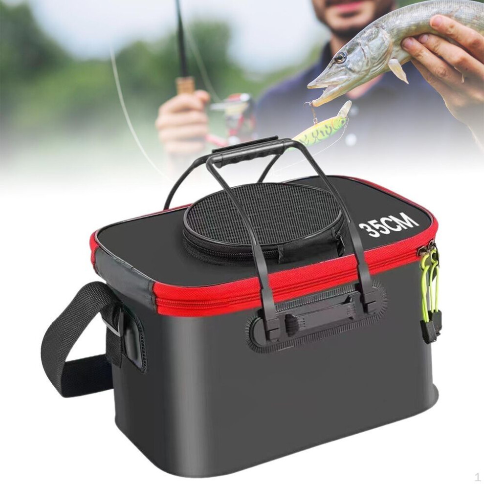 (black) Foldable Fishing Bucket EVA Fish Sturdy Folding Multifunctional with Handles Shoulder