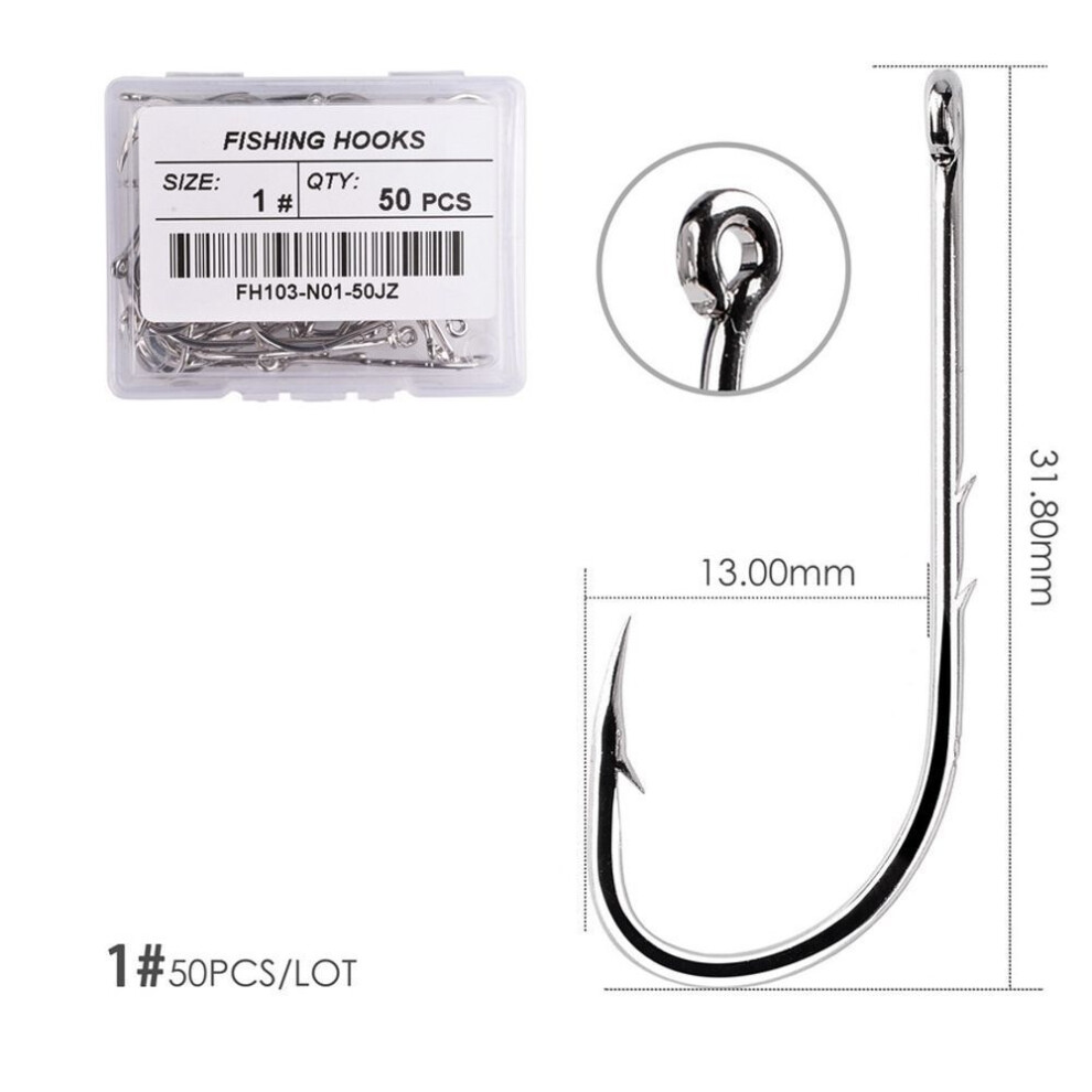 (1#) Anti-rust Sharp Barbed Fishhook High Carbon Steel Long Shank Fishing Hook Offset Narrow Bait Hook