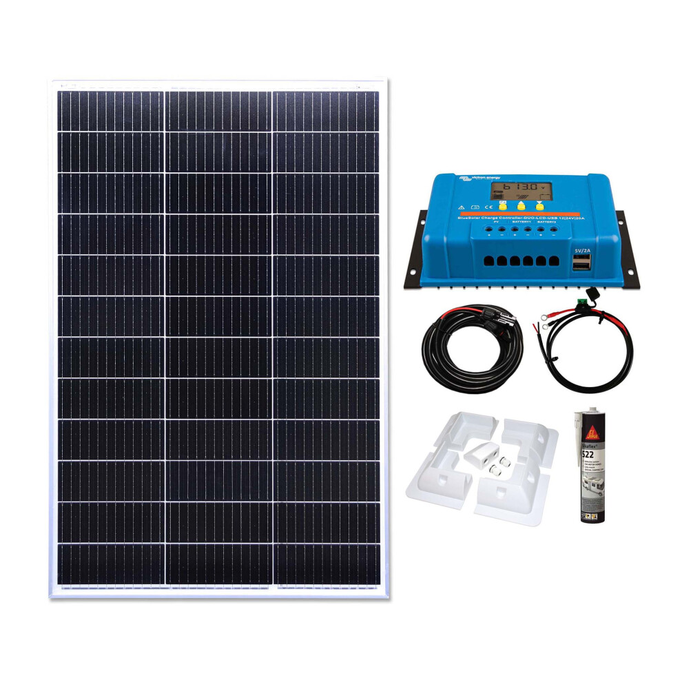 Victron 150w Solar Panel Kit charging PWM-DUO Dual battery Controller sikaflex