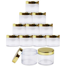 Beauticom 60 ML (12 Pacotes) Frascos Plásticos Transparentes com Tampa Dourada para Cosméticos