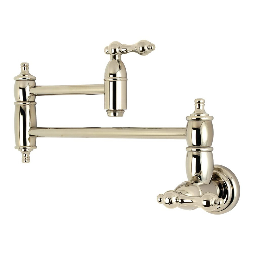 Kingston Brass KS3106AL Restoration Wall Mount Pot Filler Kitchen Faucet  13 Length  Polished Nickel