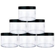 Beauticom 4 oz. (120g /120ML) (Quantidade: 6 Pacotes) Frascos Acrílicos Transparentes com Tampa Preta para Cosméticos