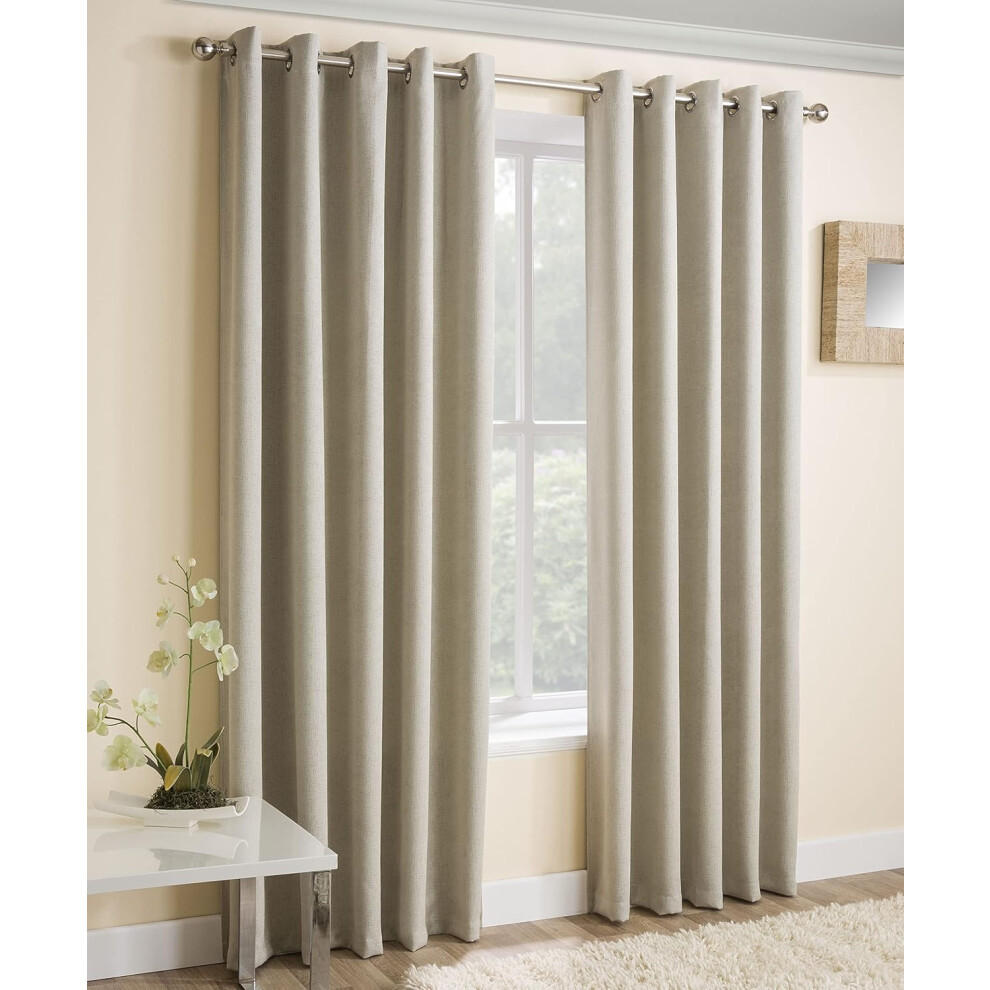 (W 90.2" x L 90.2" (2 Panels), Cream) Vogue Cream 90 x 90 inch Eyelet Thermal Noise Reducing Dim Out Curtains for Bedroom
