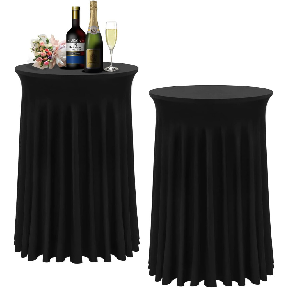 (32 x 43 Inch, 2) Cocktail Table Covers - Cocktail Table Tablecloth with Natural Wavy Round Table Skirt