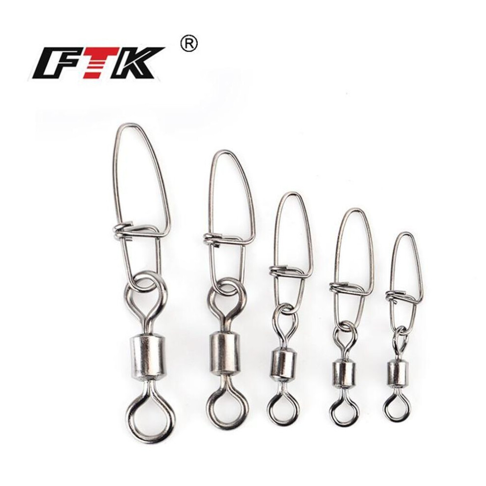 (5#-5pcs) Ftk 5 Pcs Fishing Hook, Pike Fishing Accessories Stainless Steel Swivel Bearing Pin Connector Fish Bait Swivel Hook