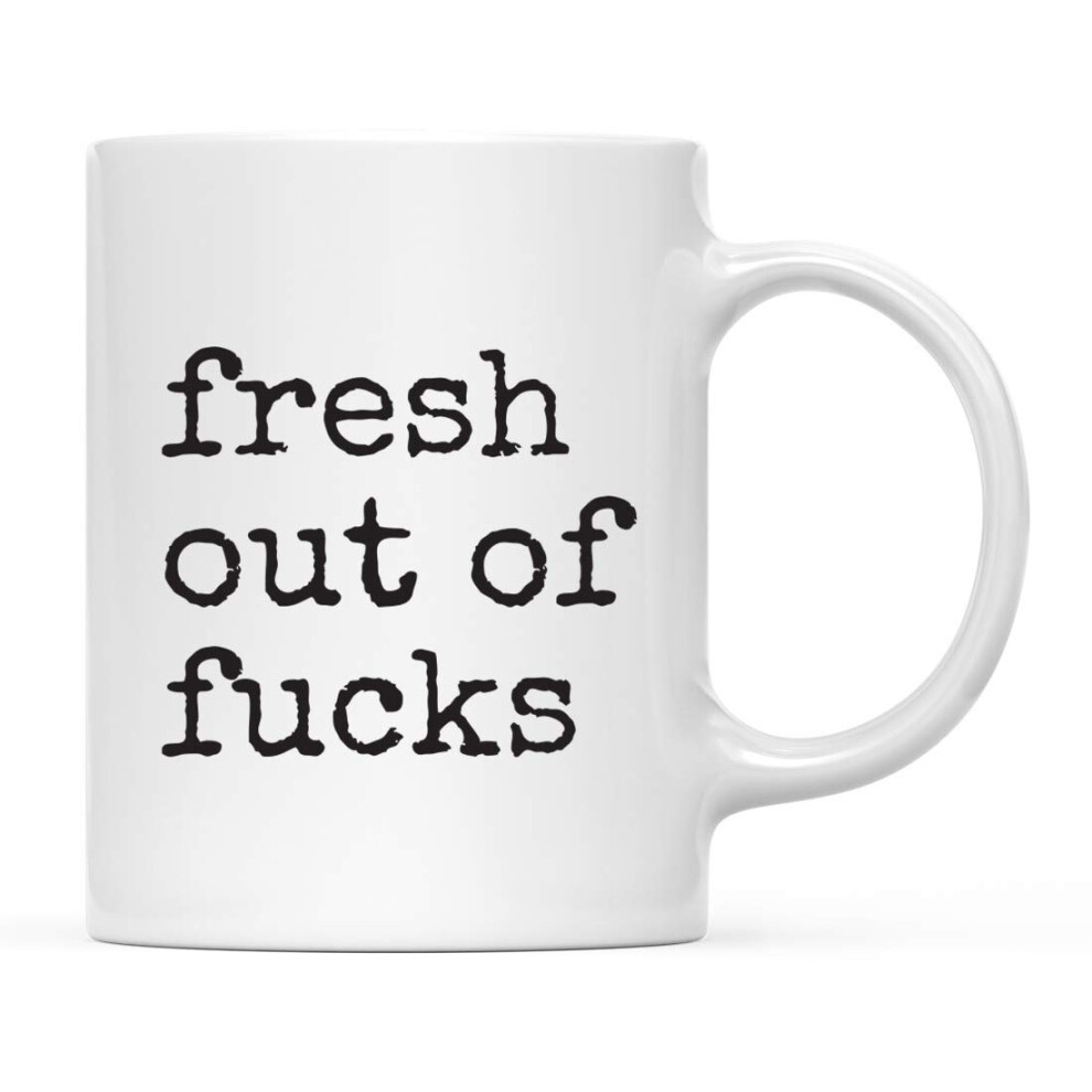 Tasse à café drôle et grossière Andaz Press 11 oz, style machine à écrire, fraîchement sortie de la merde, 1 paquet