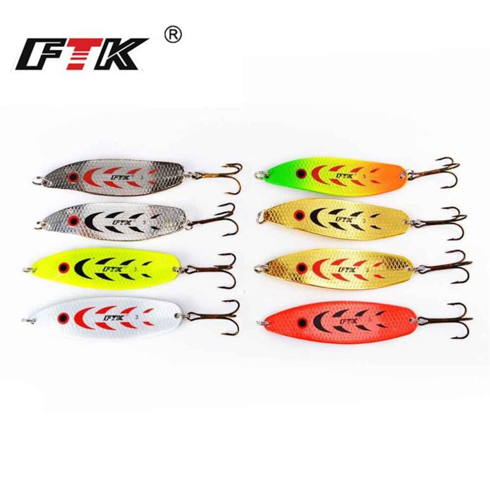 (20G-001-008-8PCS) FTK 10.5cm-12cm 20G-30G Fishing Bait Metal Hard Bait Fishing Treble Hook Fishing Tackle Salmon Bass Bait Artificial Fishing Tackle