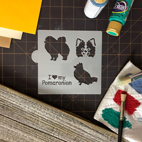 Stencil με θέμα τον Πομερανιανό Cookie και Craft CM107 από Designer Stencils 2