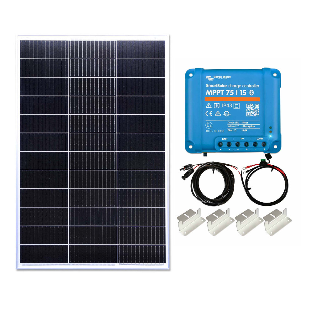 Lowenergie 150W Mono Solar Panel Kit Battery Charging Mppt Controller Z-Brackets With Mounting Brackets And Cables