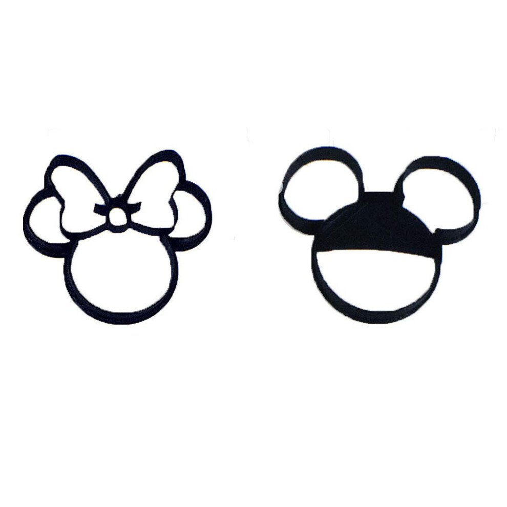 Juego De 2 Cortadores De Galletas Con Dibujos Animados De Mickey Y Minnie Mouse Fabricado En Ee. Uu. PR1017-image