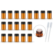 AFMNQZ 50Pack 2ML Κεχριμπαρένια Μπουκάλια με Ρυθμιστή και Καπάκι