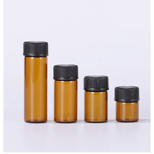 AFMNQZ 50Pack 2ML Κεχριμπαρένια Μπουκάλια με Ρυθμιστή και Καπάκι 1