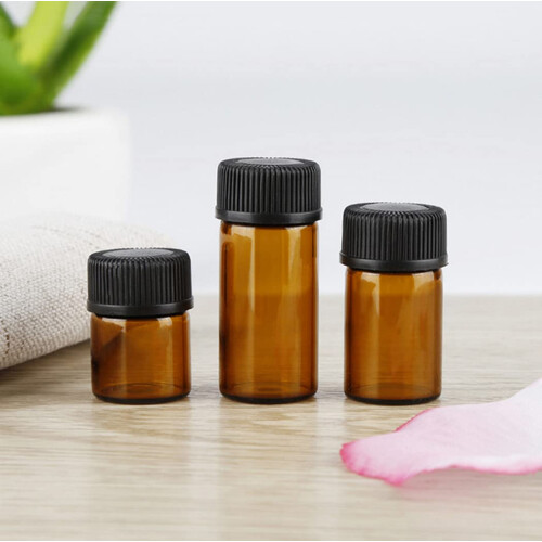 AFMNQZ 50Pack 2ML Κεχριμπαρένια Μπουκάλια με Ρυθμιστή και Καπάκι 2