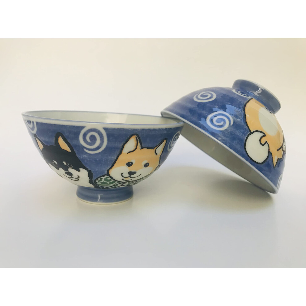 123kotobukijapanstore 2 Pc Japanese Blue Shiba Rice Bowl Set Includes 2 Bowls#130-630-image-OPC-PDP96Z2-NEW
